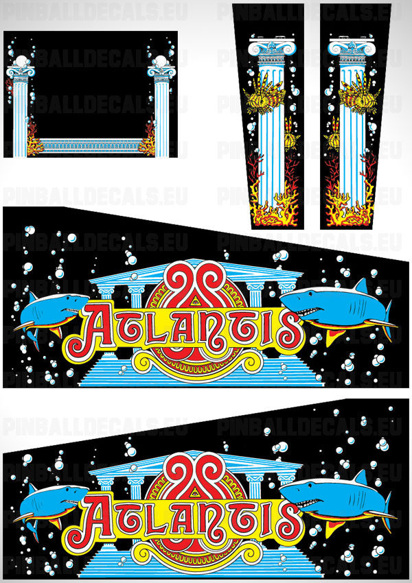 Atlantis Flipper Side Art Pinball Cabinet Decals Artwork
