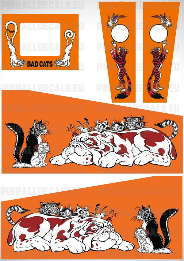 Bad Cats Flipper Side Art Pinball Cabinet Decals Artwork