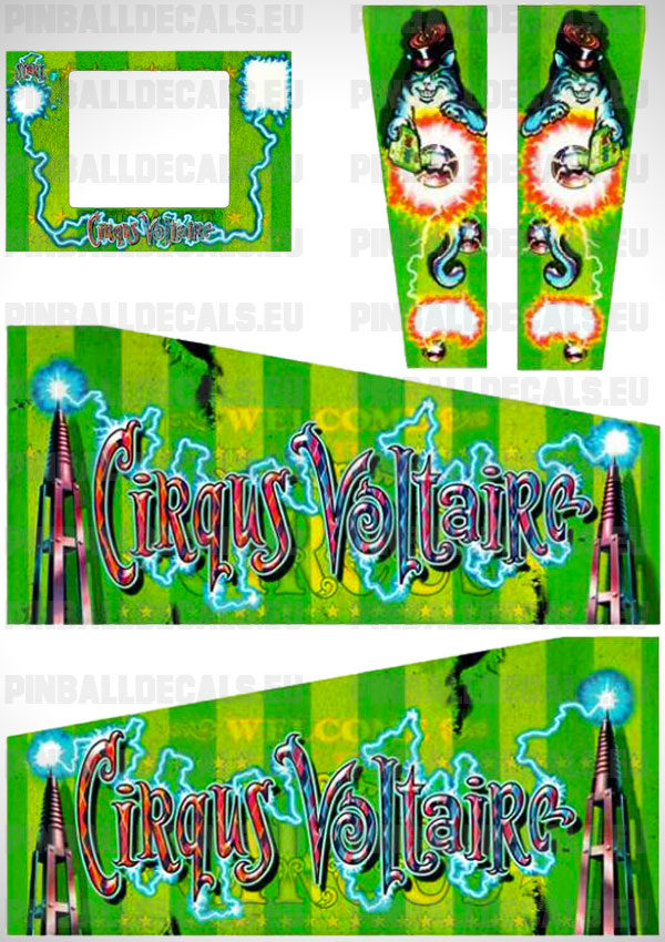 Cirqus Voltaire Flipper Side Art Pinball Cabinet Decals Artwork