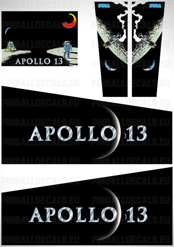 Apollo 13 Flipper Side Art Pinball Cabinet Decals Artwork
