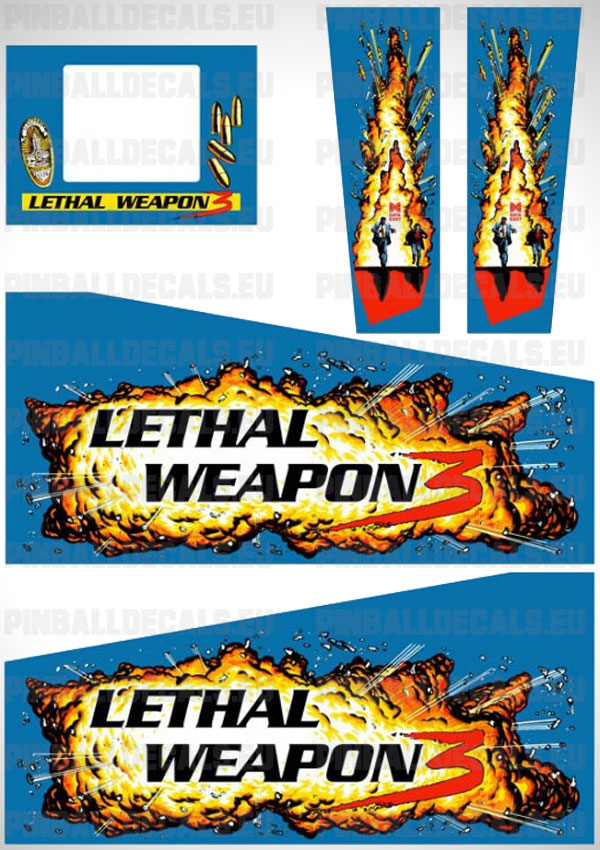 Lethal Weapon 3 Flipper Side Art Pinball Cabinet Decals Artwork