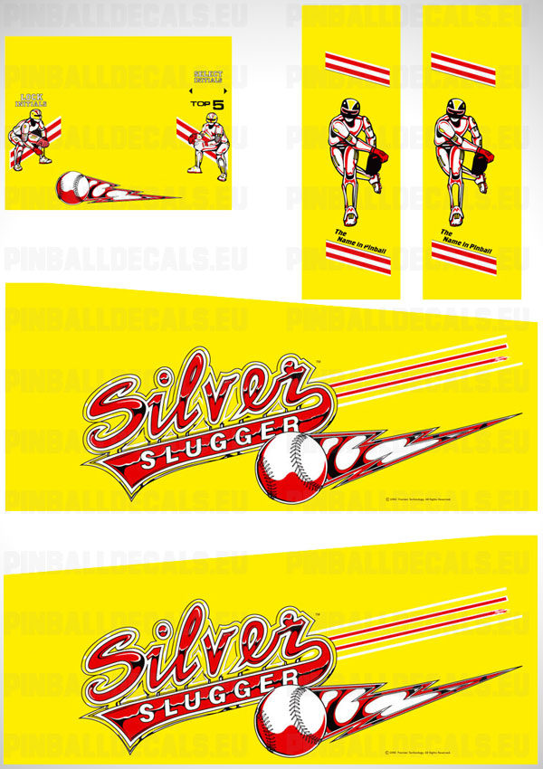 Silver Slugger Flipper Side Art Pinball Cabinet Decals Artwork