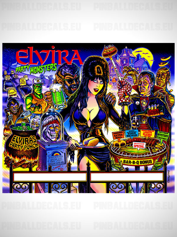 Elvira and the Party Monsters Pinball Flipper Translite Backglass Backbox Art