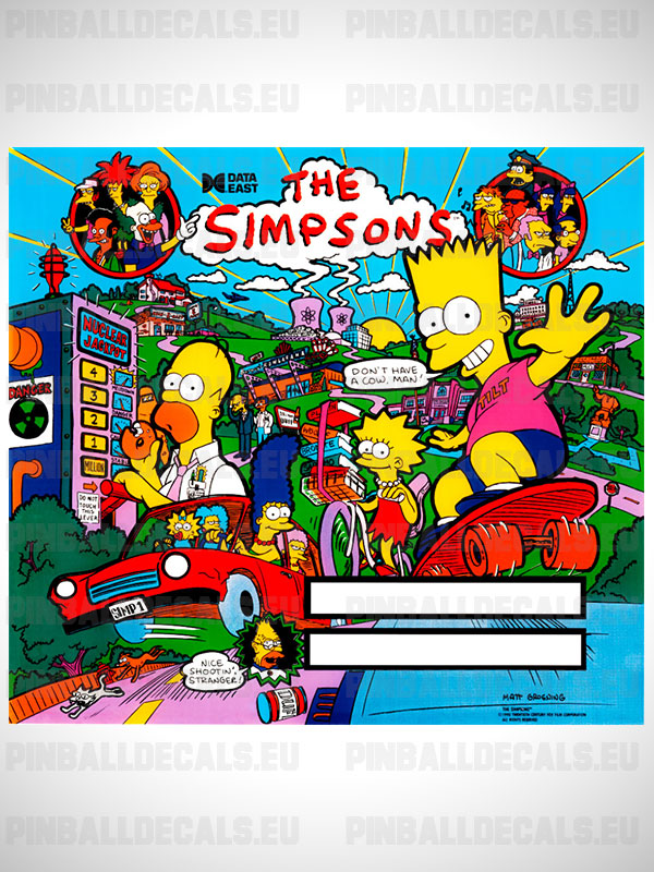 The Simpsons Pinball Flipper Translite Backglass Backbox Art