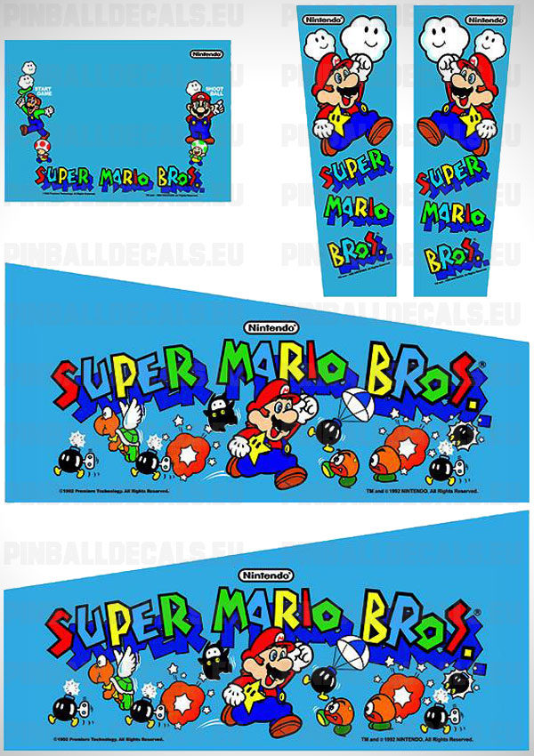Super Mario Bros Flipper Side Art Pinball Cabinet Decals Artwork