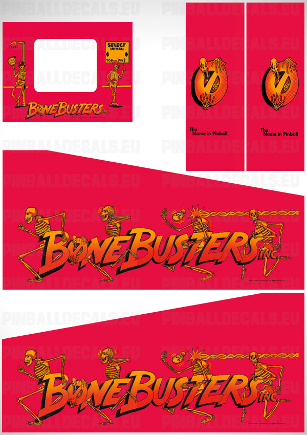 Bone Busters Inc Flipper Side Art Pinball Cabinet Decals Artwork