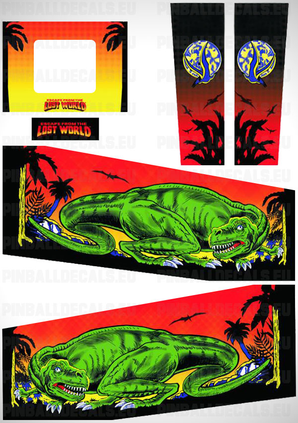 Escape from the Lost World Flipper Side Art Pinball Cabinet Decals Artwork