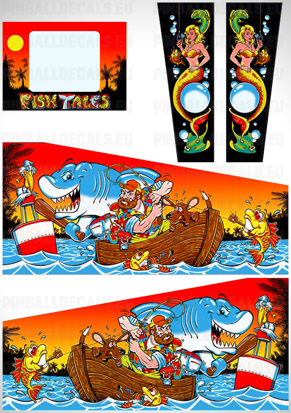 fish tales pinball cabinet decals