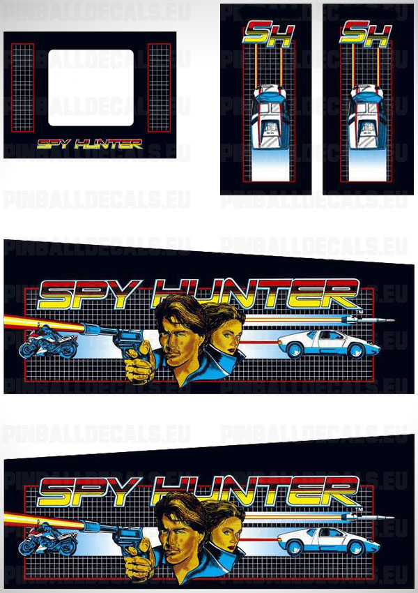 Spy Hunter Flipper Side Art Pinball Cabinet Decals Artwork