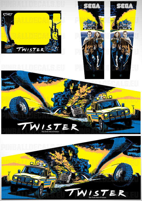 Twister Flipper Side Art Pinball Cabinet Decals Artwork
