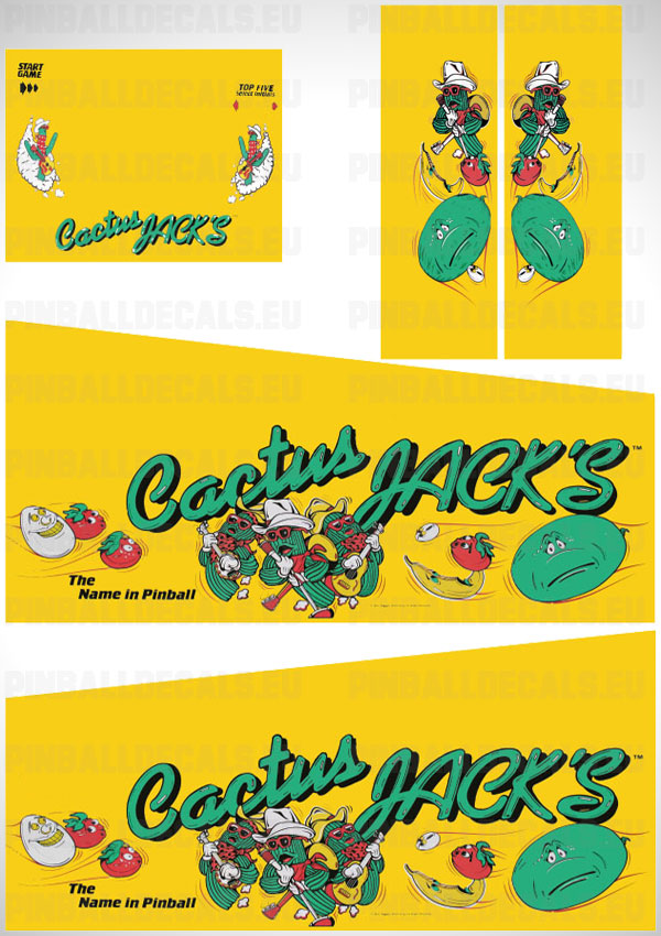 Cactus Jacks Flipper Side Art Pinball Cabinet Decals Artwork