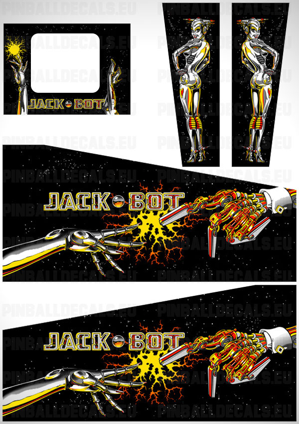Jack-Bot Black Version Flipper Side Art Pinball Cabinet Decals Artwork