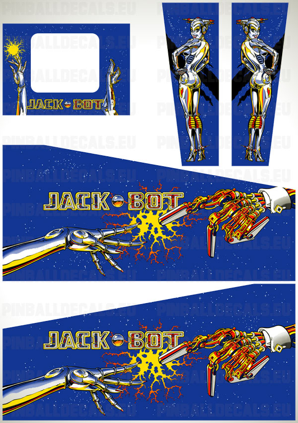 Jack-Bot Flipper Side Art Pinball Cabinet Decals Artwork