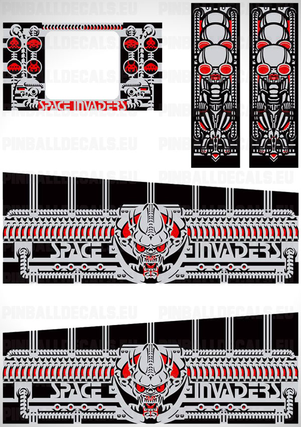 SPACE INVADERS Pinball Insert Decals LICENSED 