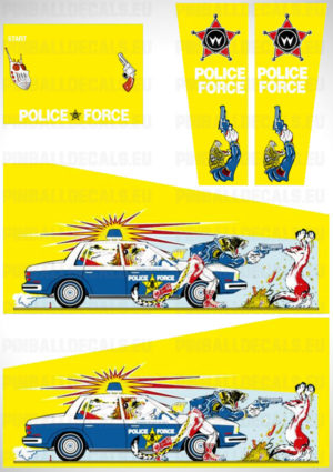 Police Force (Yellow) – Pinball Cabinet Decals Set