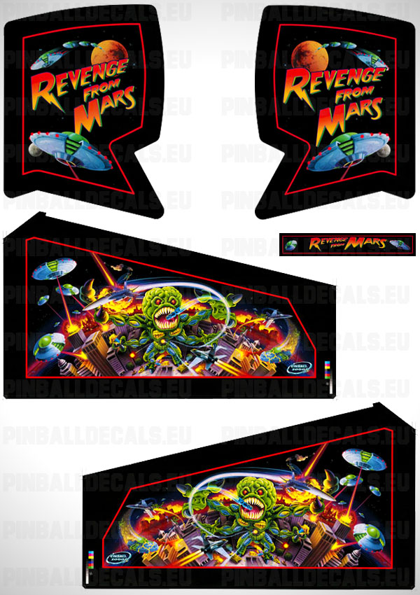 Revenge From Mars Flipper Side Art Pinball Cabinet Decals Artwork for Pinball 2000