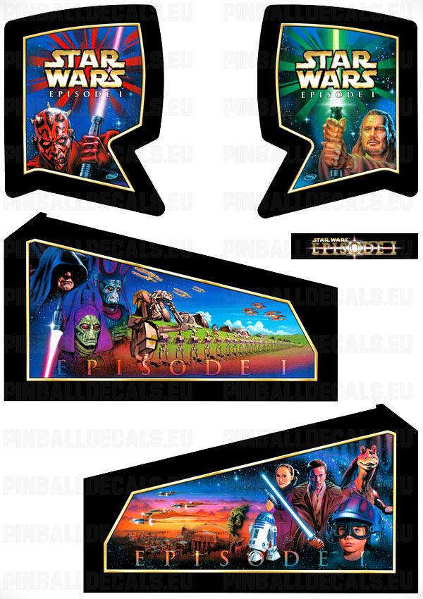 Star Wars Episode I Flipper Side Art Pinball Cabinet Decals Artwork for Pinball 2000