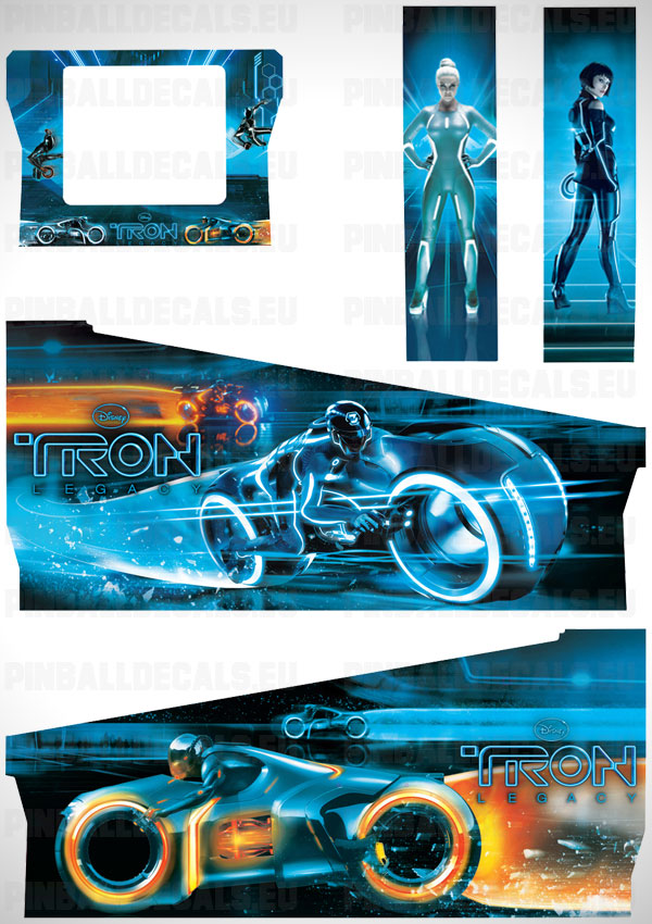 Tron Legacy Flipper Side Art Pinball Cabinet Decals Artwork