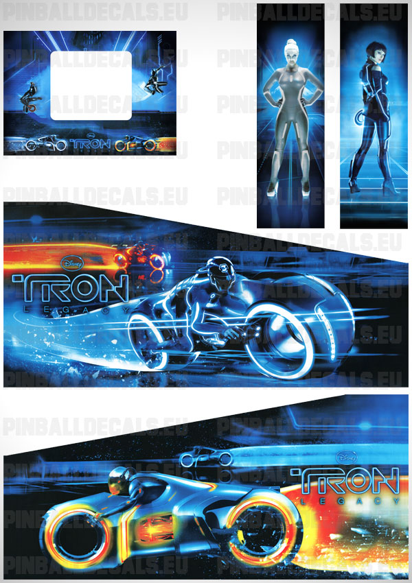 Tron Legacy Original Flipper Side Art Pinball Cabinet Decals Artwork v2