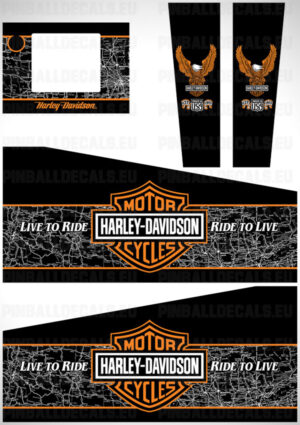 Harley Davidson 1991 (Black) – Pinball Cabinet Decals Set
