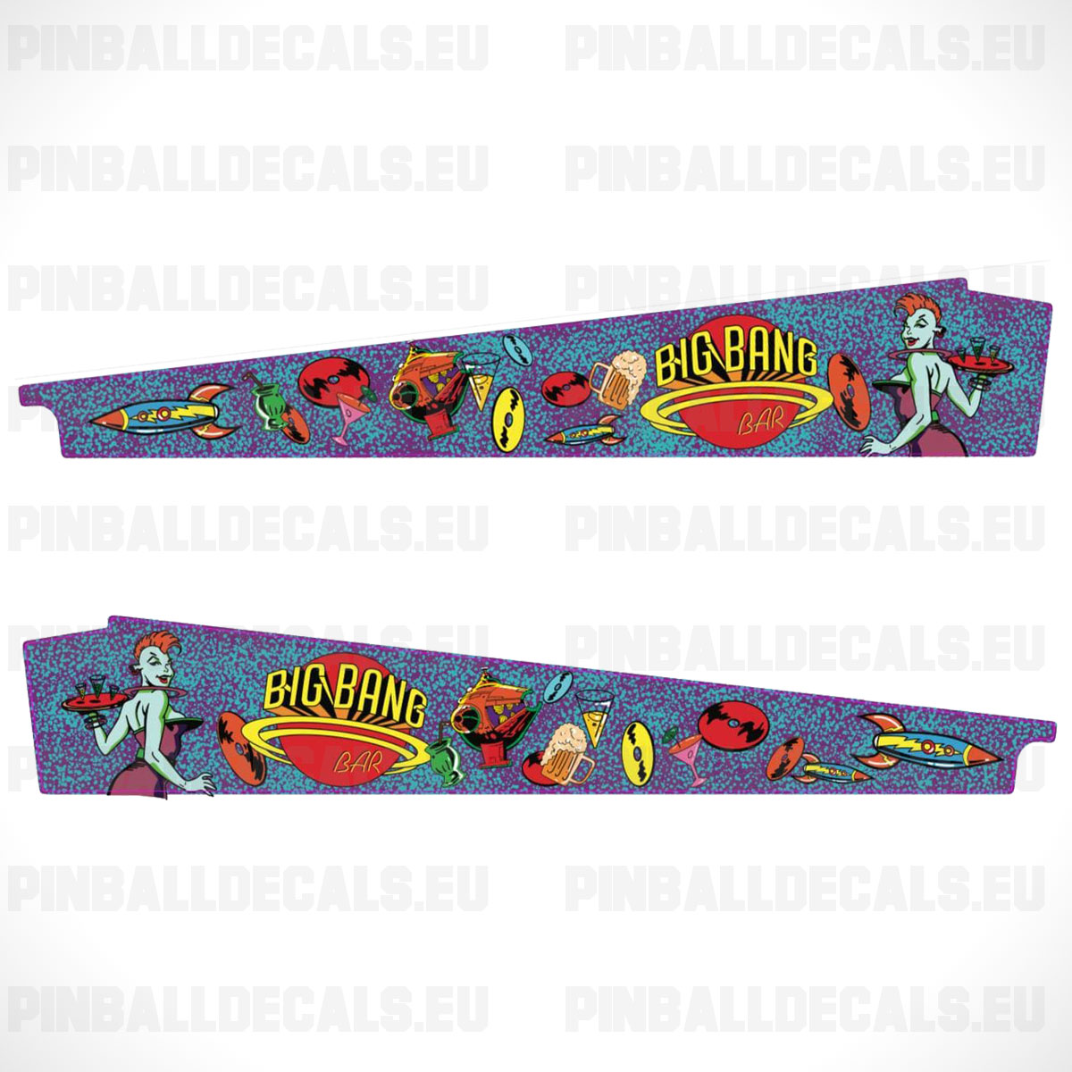 Big Bang Bar Pinball Machine Inside Decals Art Blades Side Pin Blades Flipper Game Sideboard Artwork