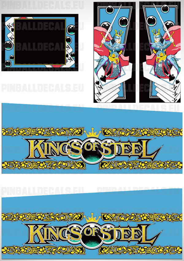 Kings of Steel Flipper Side Art Pinball Cabinet Decals Artwork